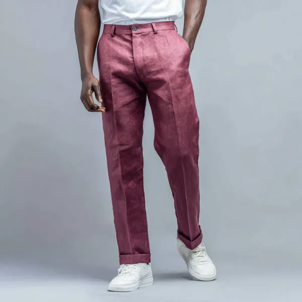 Burgundy_100_European_Linen_Tailored_Pants_Men
