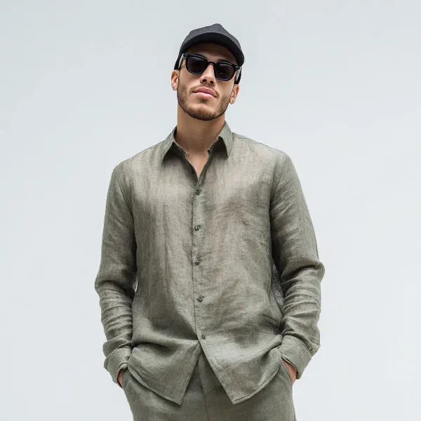Light_Olive_Green_Pure_Linen_Shirt_For_Men