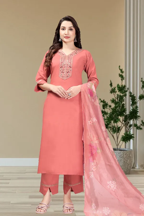 Cotton_Blend_Kurti_Set_With_Bottom_And_Dupatta