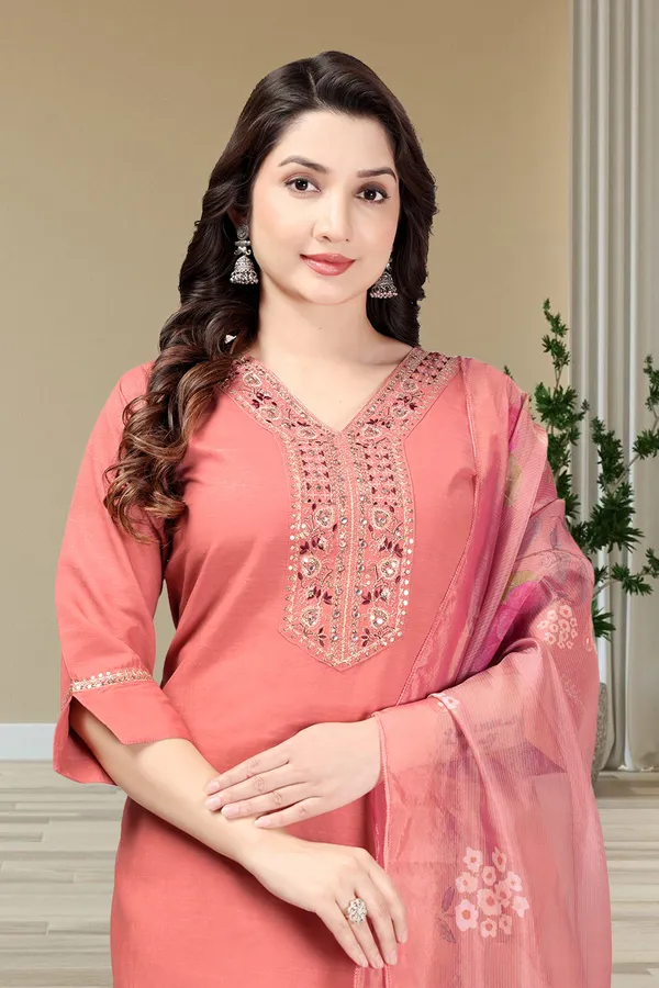 Cotton_Blend_Kurti_Set_With_Bottom_And_Dupatta