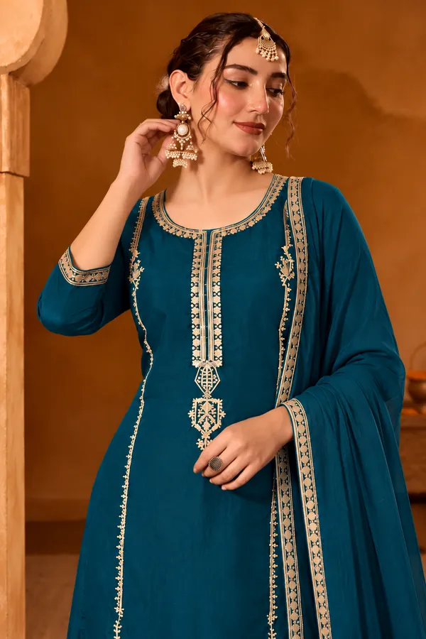 Cotton_Blend_Kurti_Set_With_Bottom_And_Dupatta
