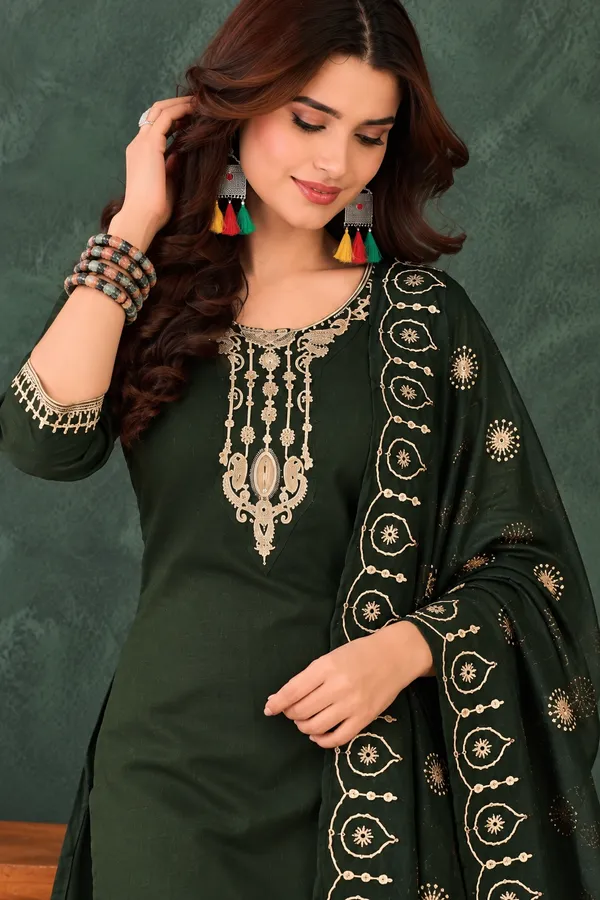 Cotton_Blend_Kurti_Set_With_Bottom_And_Dupatta