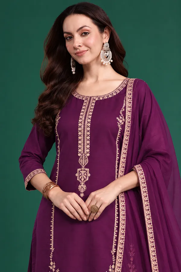 Cotton_Blend_Kurti_Set_With_Bottom_And_Dupatta
