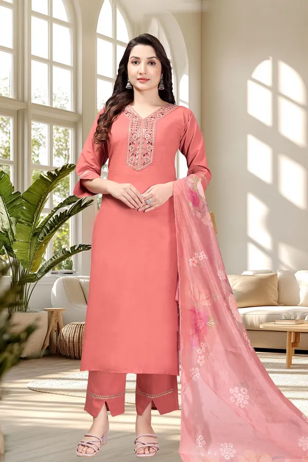 Cotton_Blend_Kurti_Set_With_Bottom_And_Dupatta