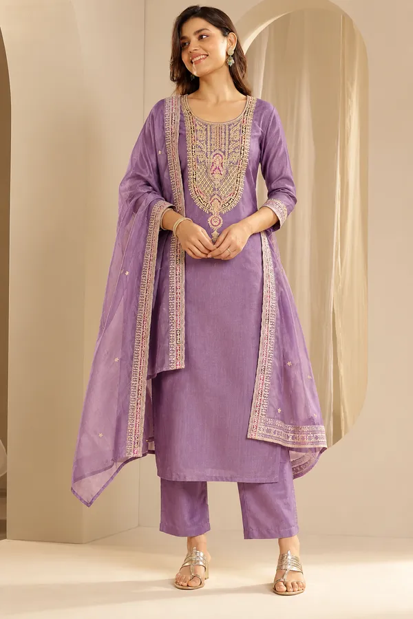 Cotton_Blend_Kurti_Set_With_Bottom_And_Dupatta