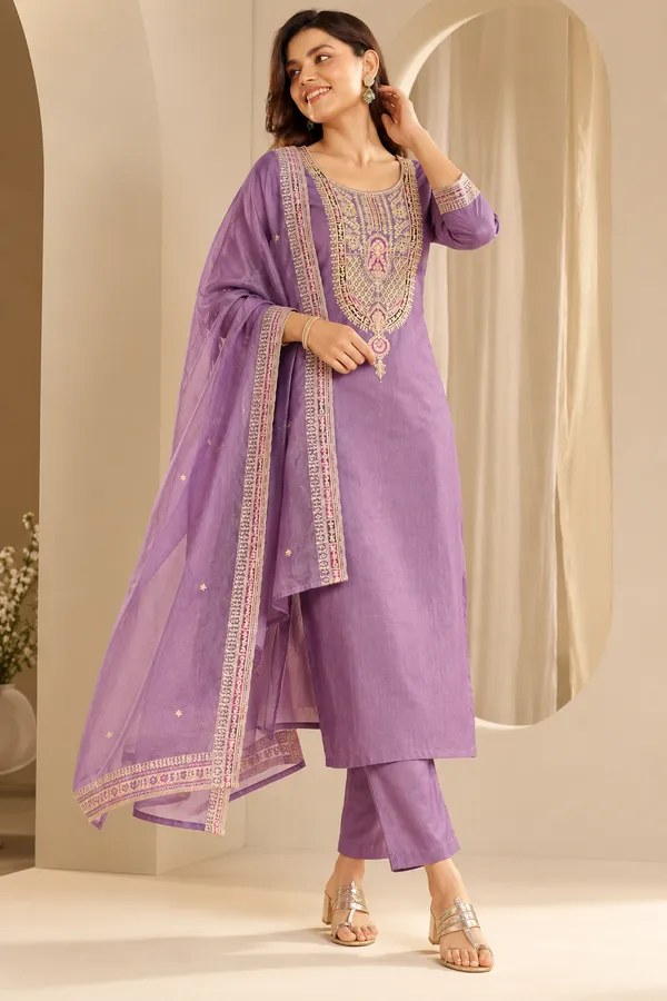 Cotton_Blend_Kurti_Set_With_Bottom_And_Dupatta