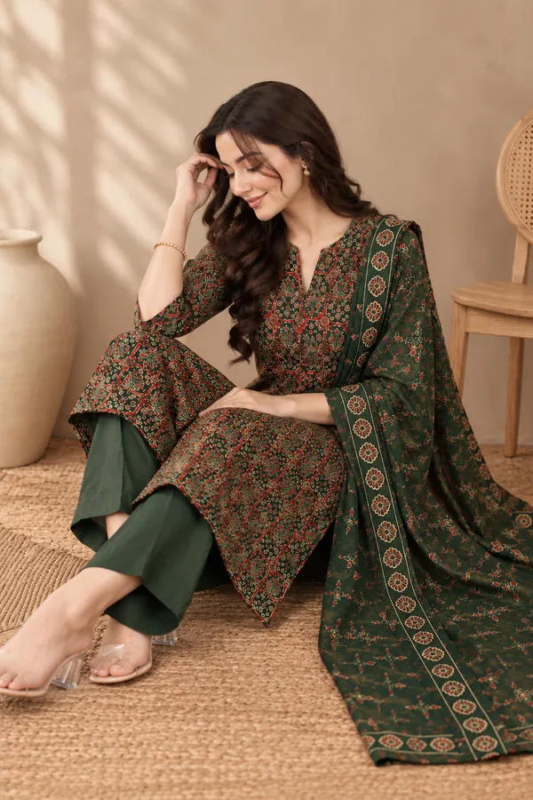 Cotton_Blend_Kurti_Set_With_Bottom_And_Dupatta