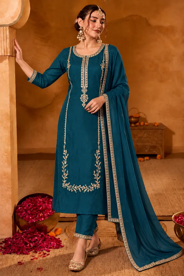 Cotton_Blend_Kurti_Set_With_Bottom_And_Dupatta
