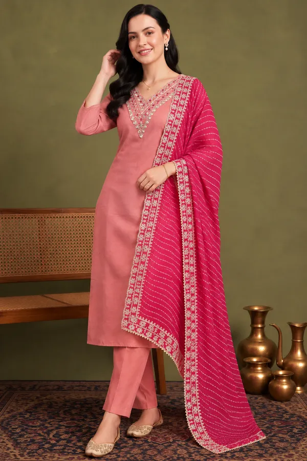 Cotton_Blend_Kurti_Set_With_Bottom_And_Dupatta
