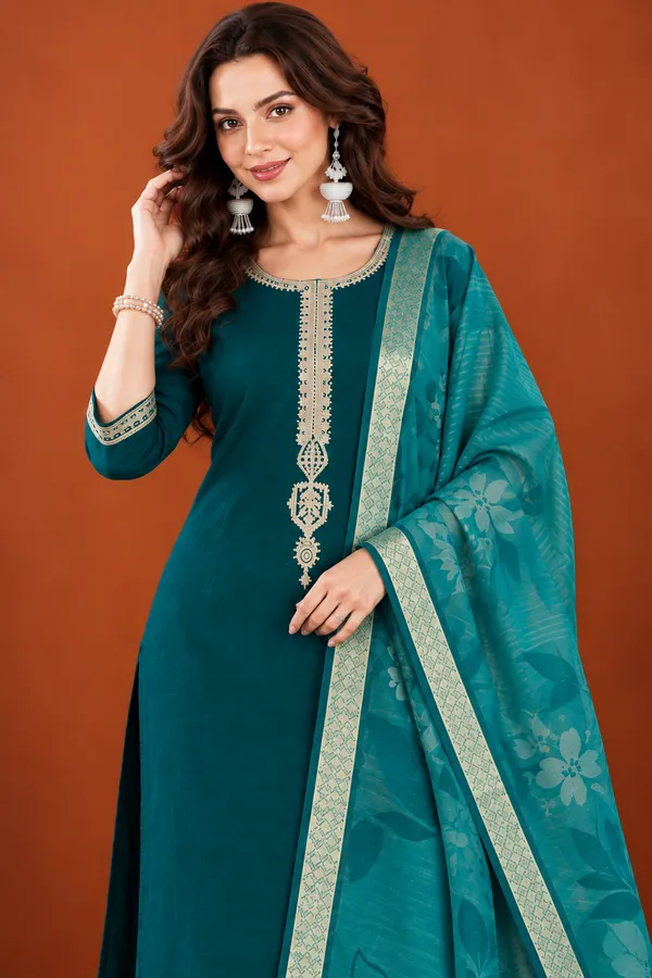 Cotton_Blend_Kurti_Set_With_Bottom_And_Dupatta