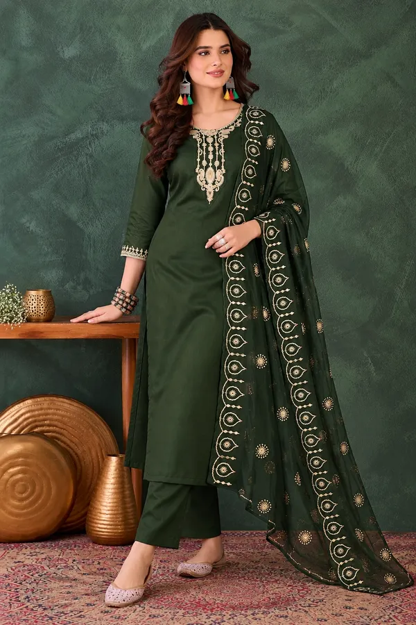 Cotton_Blend_Kurti_Set_With_Bottom_And_Dupatta