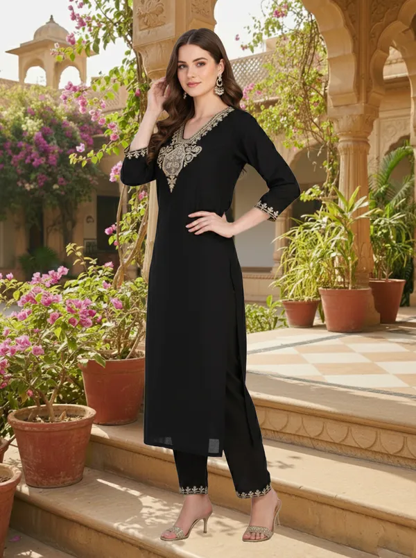 Cotton_Blend_Kurti_Set_With_Bottom_And_Dupatta