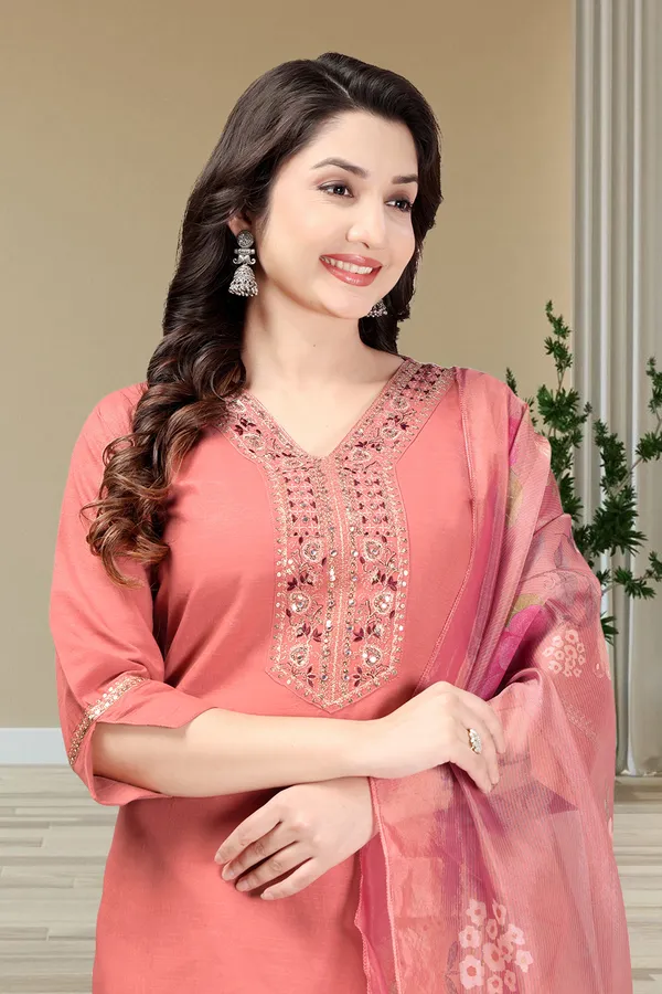 Cotton_Blend_Kurti_Set_With_Bottom_And_Dupatta
