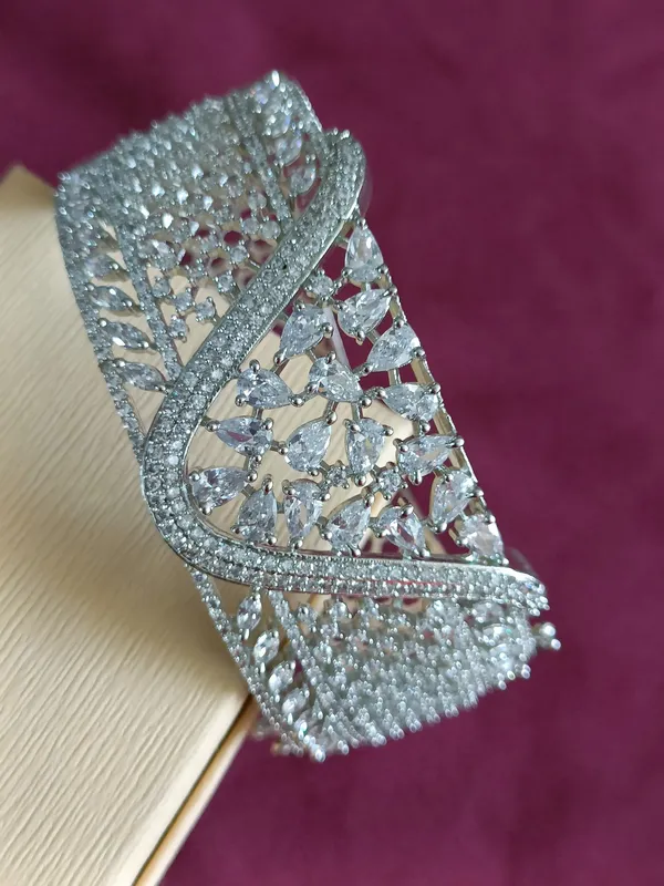 Designer_American_diamond_Silver_Plated_Bracelet