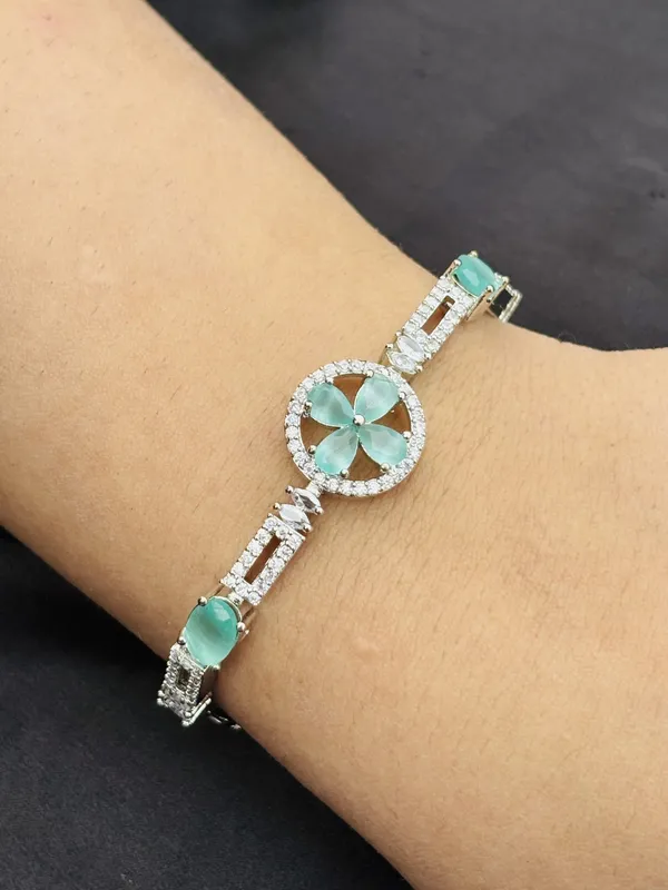 Rosy_Cubic_Zirconia_Mint_Green_Silver_Plated_Bracelet
