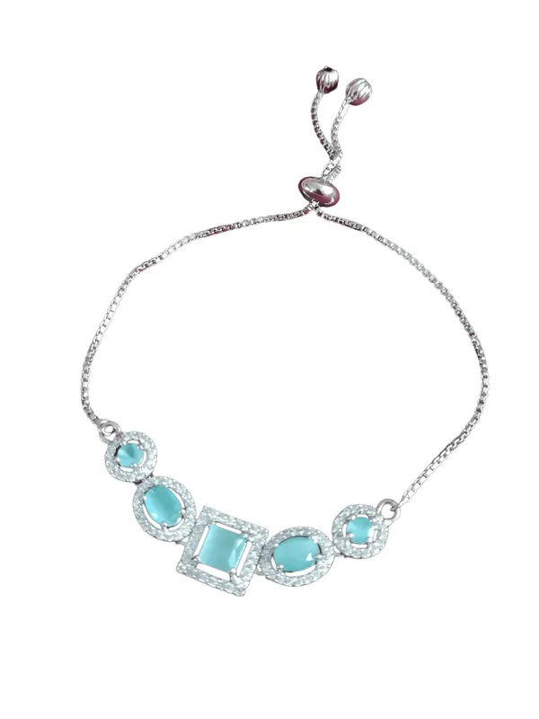 Elegant_American_diamond_Mint_Green_Silver_Plated_Bracelet