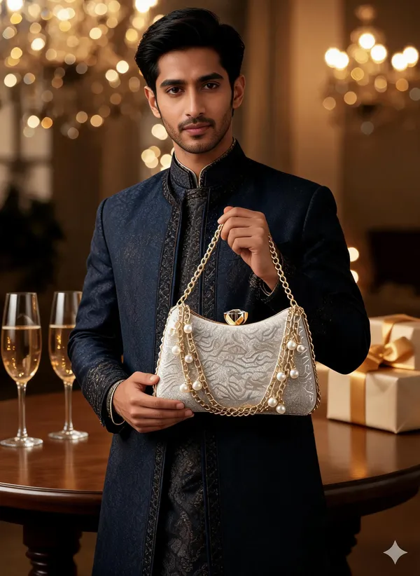 Shimmry_Textured_Golden_And_Silver_Party_Clutch