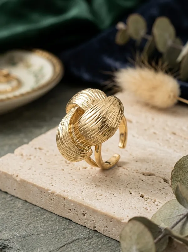 Gold_Tone_Textured_Knot_Ring_for_Women