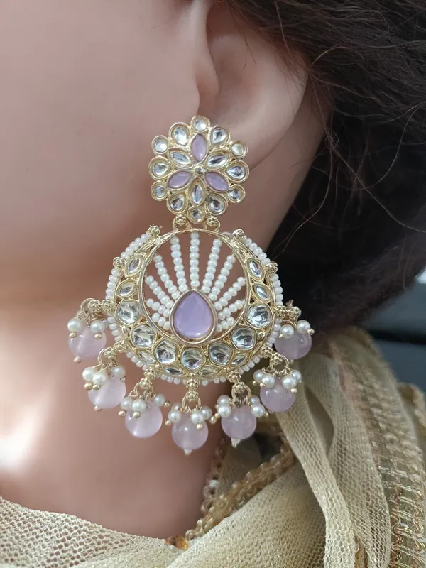 Laysha_Lavender_Gold_Plated_Chandbalies_Earrings