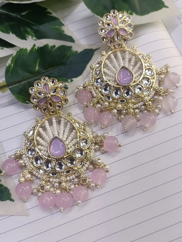 Laysha_Lavender_Gold_Plated_Chandbalies_Earrings