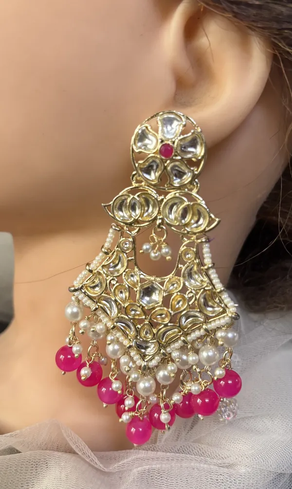 Nandini_Ethnic_Magenta_Chandelier_Earrings