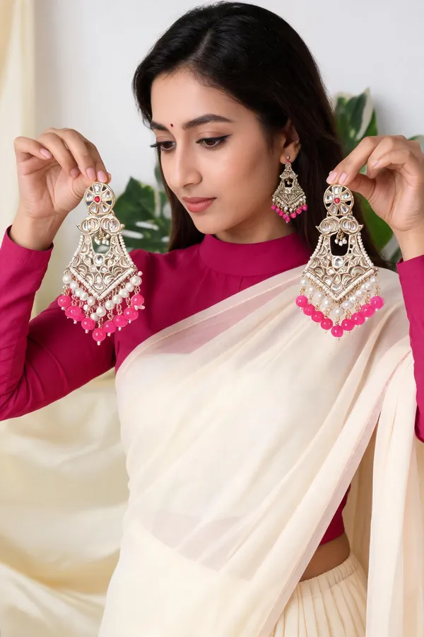 Nandini_Ethnic_Magenta_Chandelier_Earrings