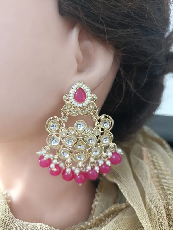 Tamanna_Magenta_Gold_Plated_Chandbalies_Earrings