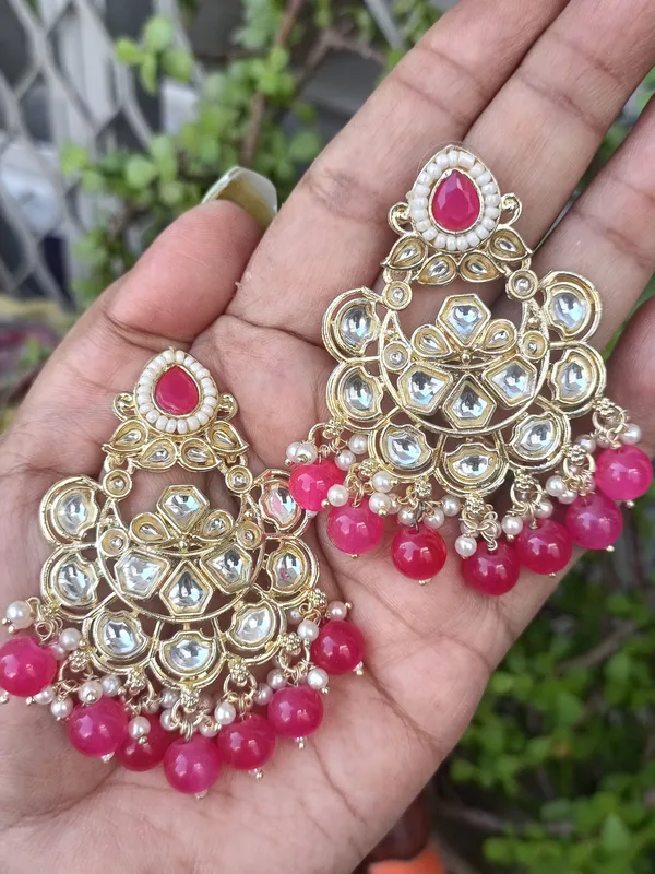 Tamanna_Magenta_Gold_Plated_Chandbalies_Earrings