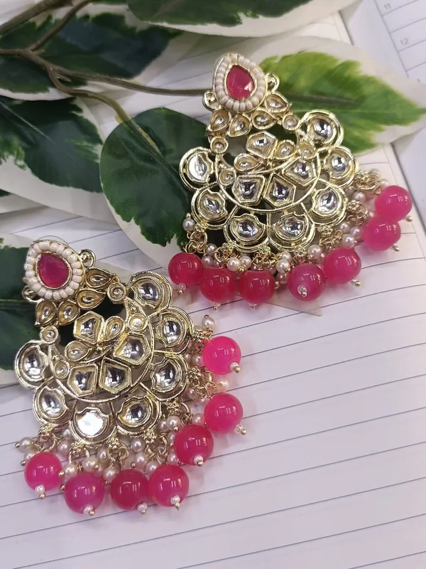 Tamanna_Magenta_Gold_Plated_Chandbalies_Earrings