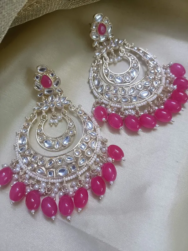 Vinakshi_Magenta_Gold_Plated_Chandbalies_Earrings
