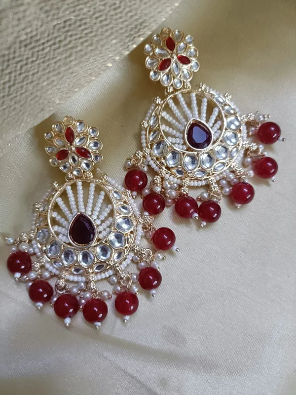 Laysha_Maroon_Gold_Plated_Chandbalies_Earrings