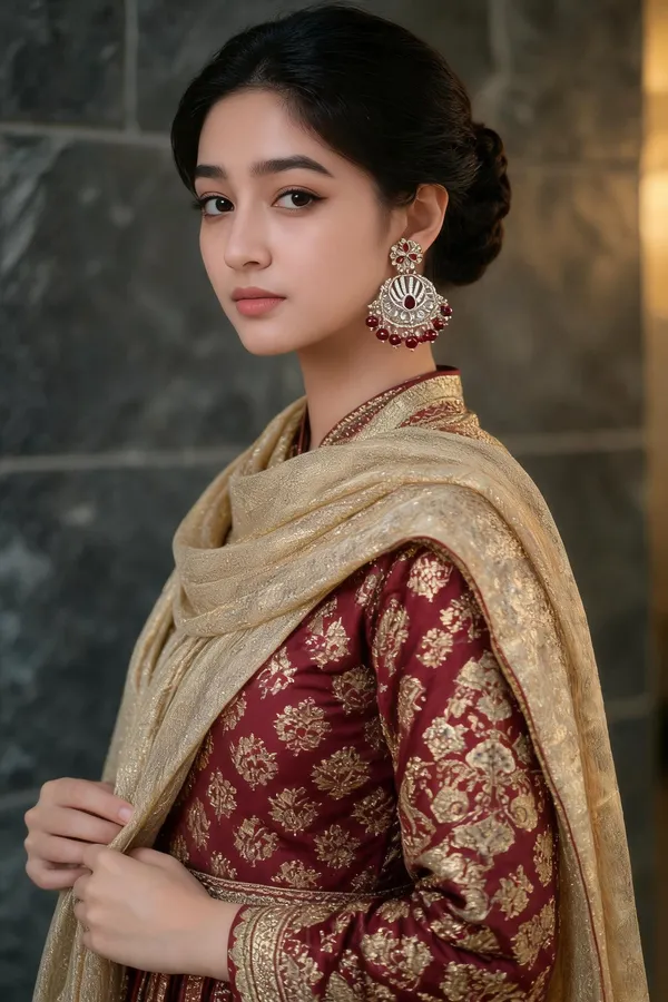 Laysha_Maroon_Gold_Plated_Chandbalies_Earrings
