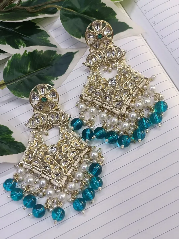 Nandini_Ethnic_Teal_Chandelier_Earrings