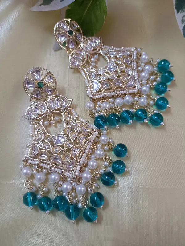 Nandini_Ethnic_Teal_Chandelier_Earrings