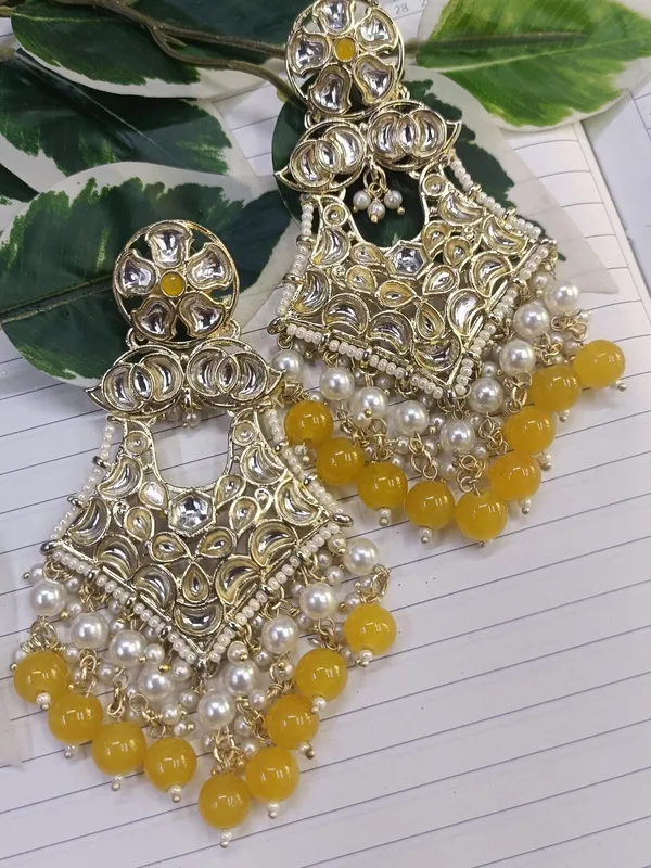 Nandini_Ethnic_Yellow_Chandelier_Earrings