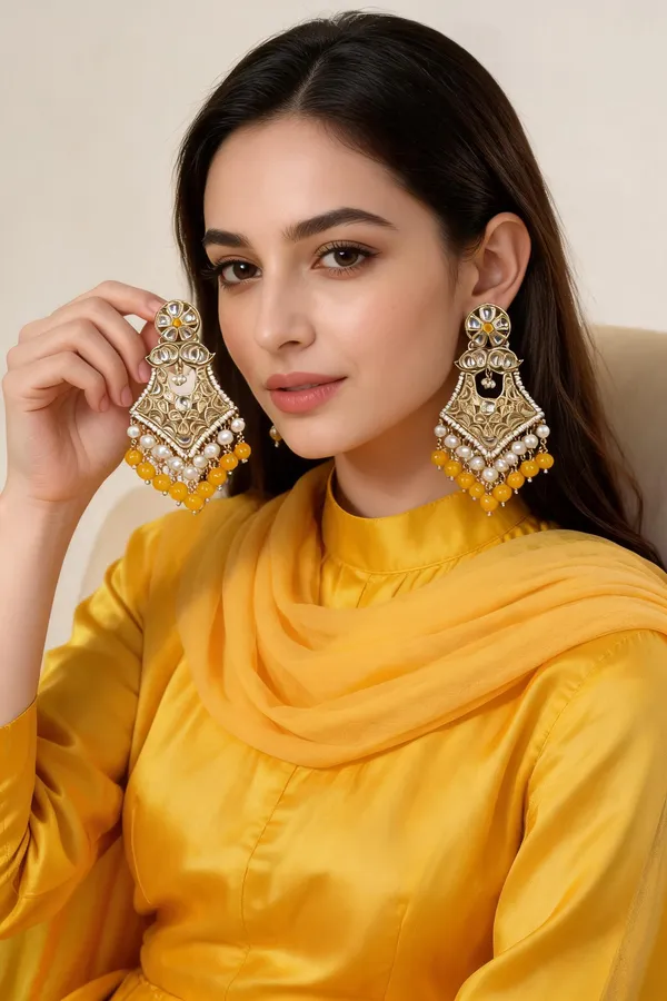 Nandini_Ethnic_Yellow_Chandelier_Earrings