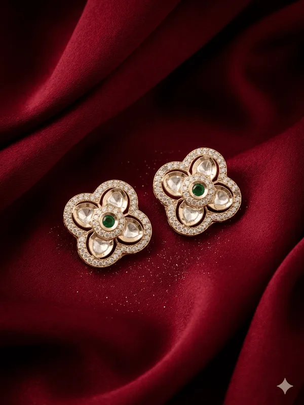 Green_Bloom_Floral_Stud_Earrings