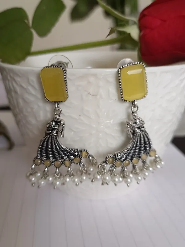 Dancing_Couple_Yellow_Oxidized_Earrings