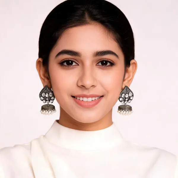 Lavanya_Leaf_Stone_Studded_Oxidized_Earrings