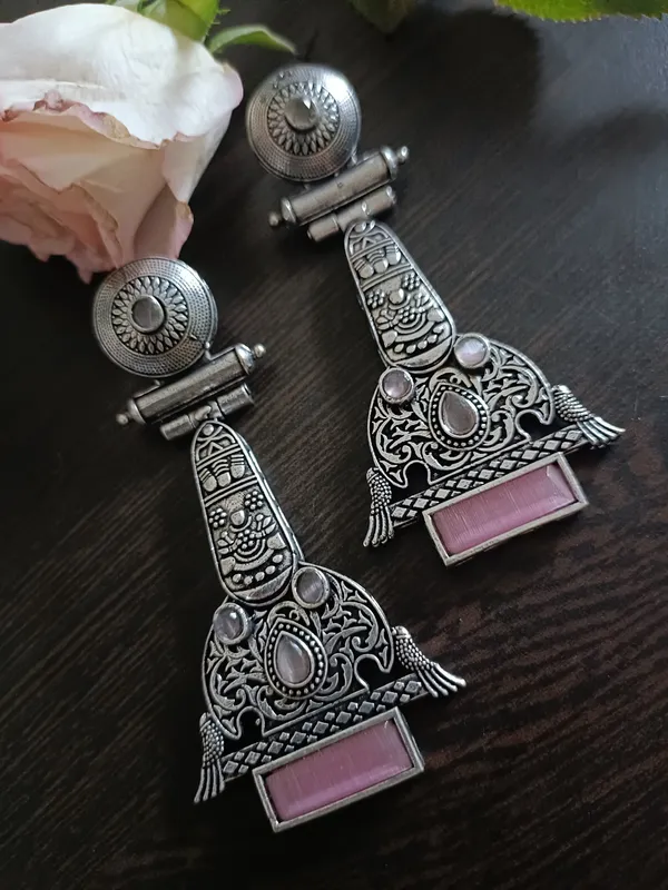 Yamini_Oxidized_Pink_Earrings