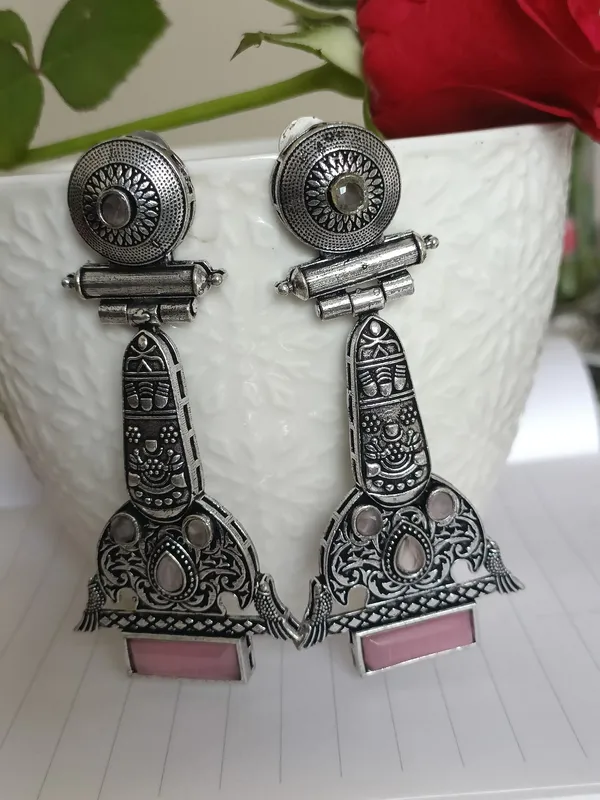 Yamini_Oxidized_Pink_Earrings