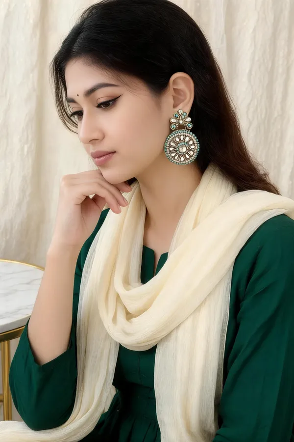 Sanyogita_Gold_polished_Green_Stunning_Earrings
