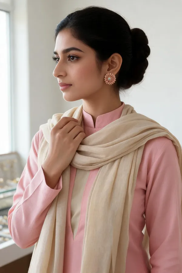 Sulochna_Ethnic_Peach_Beads_Ear_Studs