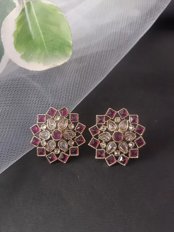 Aanya_Gold_Polished_Purple_Color_Earrings