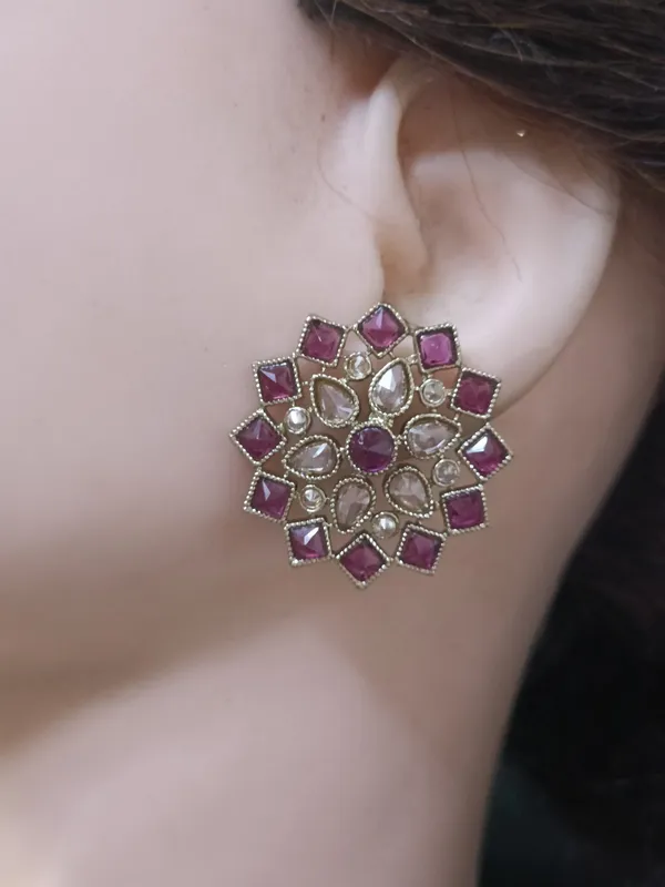 Aanya_Gold_Polished_Purple_Color_Earrings