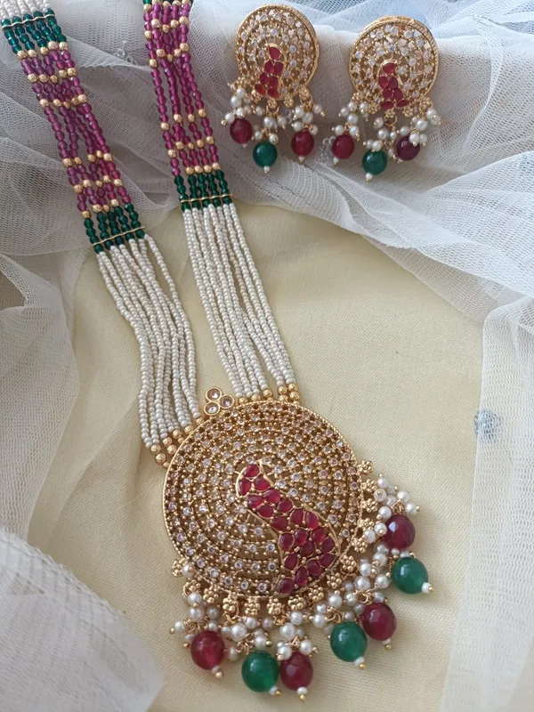 Rumaya_Gold_Plated_Ruby_And_Emerald_Green_Long_Necklace_Set
