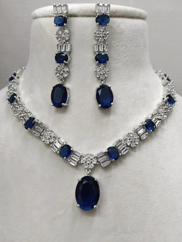 Marine_American_Diamond_Oval_Shaped_Blue_Necklace_Set