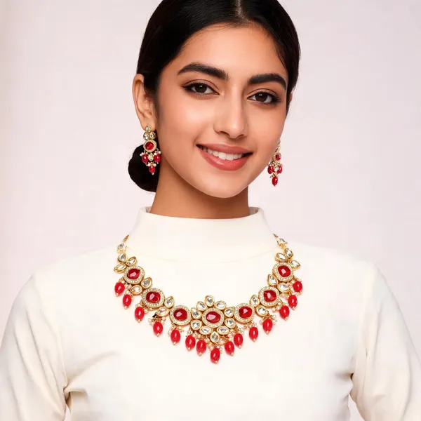 Rani_Nandini_Ethnic_Kundan_AD_Necklace_Set-_Red