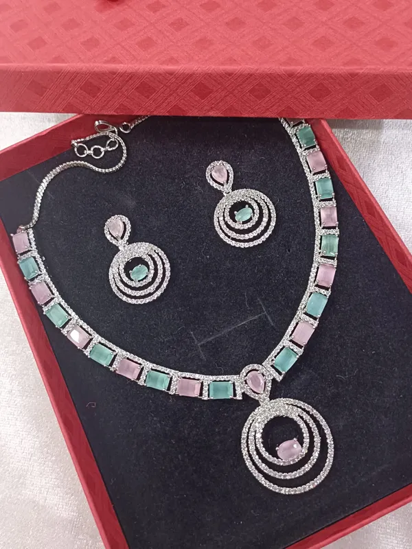 Lisa_American_Diamond_Pink_&_Mint_Green_Necklace_Set
