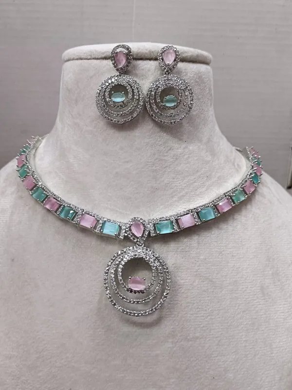 Lisa_American_Diamond_Pink_&_Mint_Green_Necklace_Set